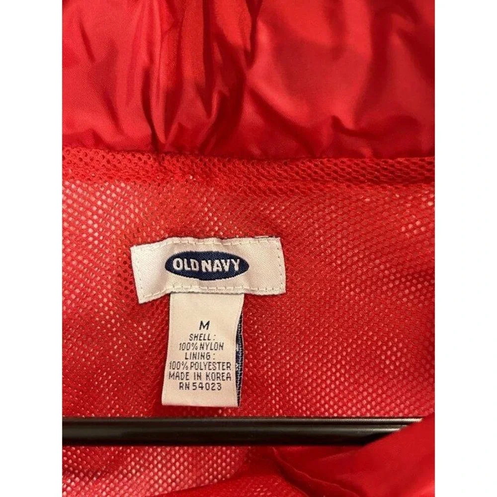 Old Navy Brand Dog Pet Rain Jacket Coat Red Zipper Hood Pouch New Size M